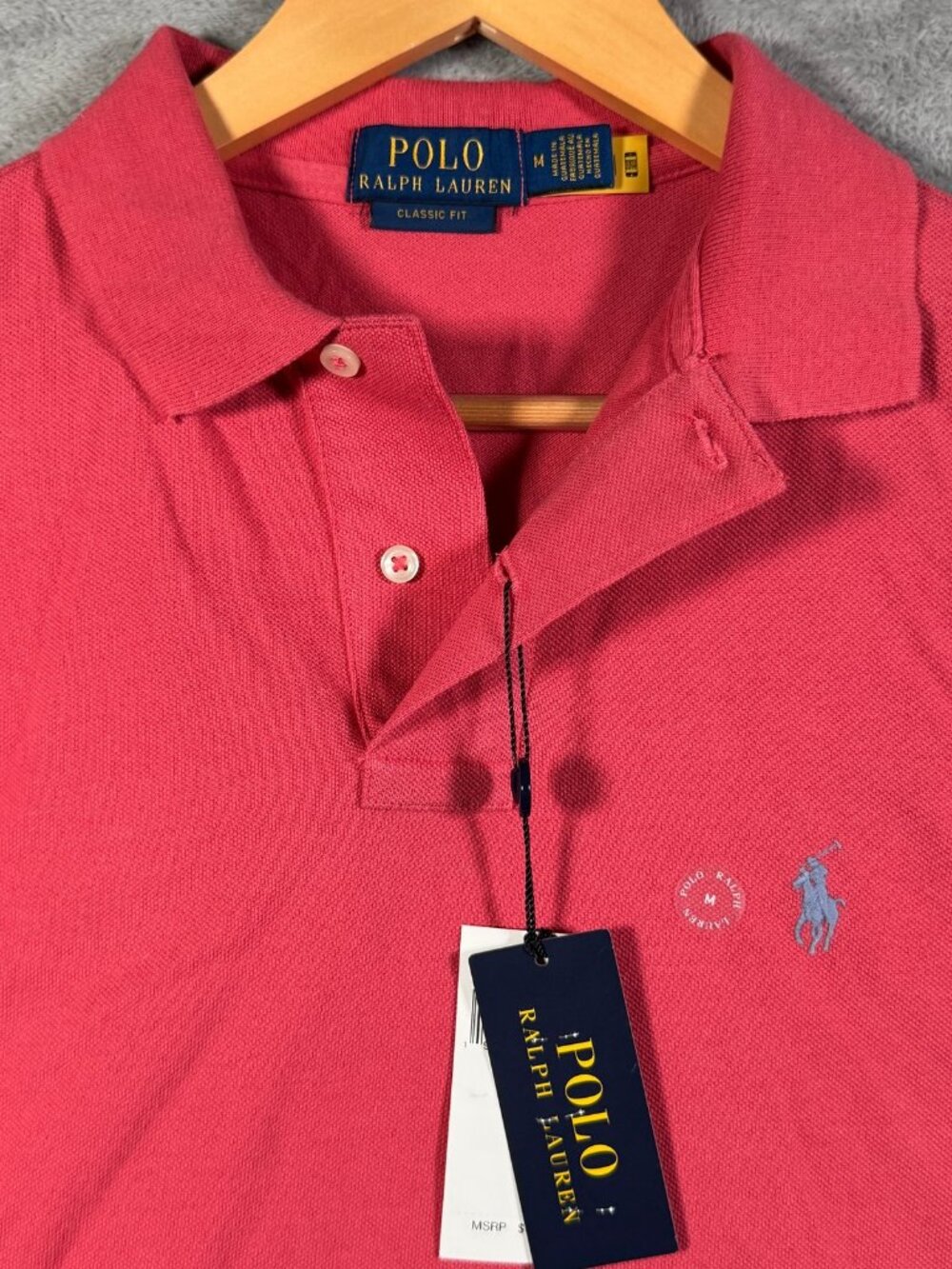 Polo Ralph Lauren Shirt Mens M Pink Short Sleeve Classic Fit Pique $118